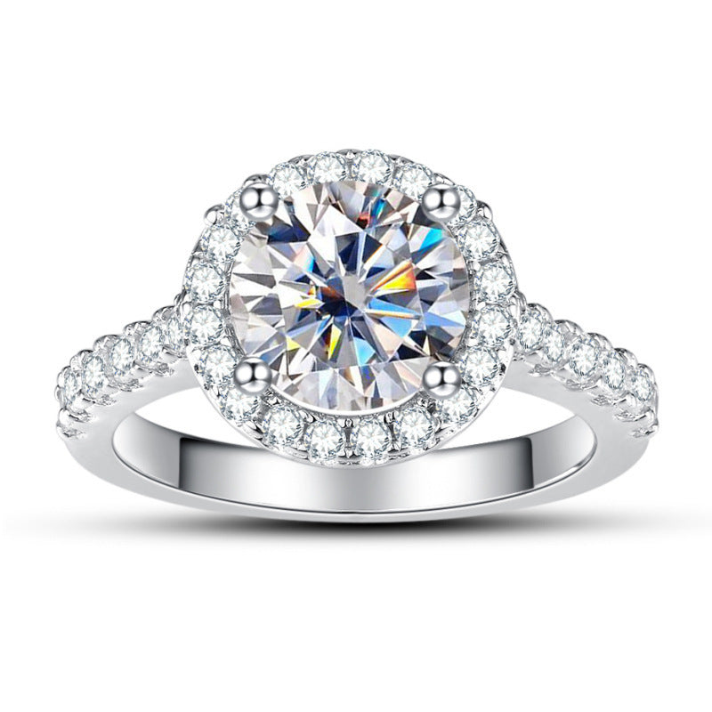 1 Karat Round Bag Color Moissanite Women's Ring