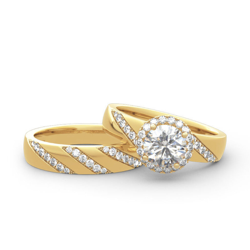 Micro Inlaid Zircon Couple Rings Women's Fashion Wedding Ring