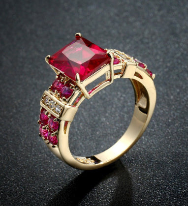 A Stylish Ring Adorned With Multi-colored Square Zircons