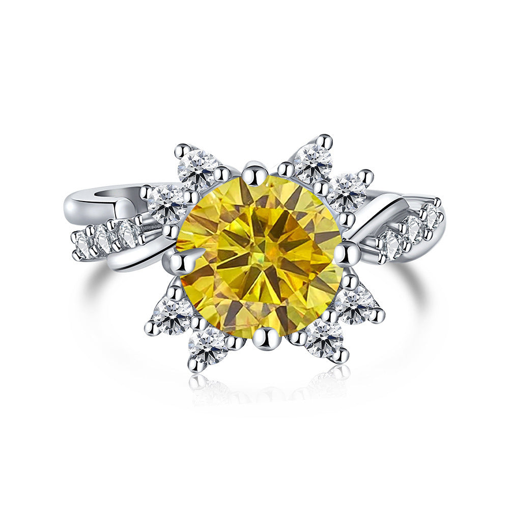 925 Sterling Silver Ring Moissanite 2 Karat Female Ring Shank