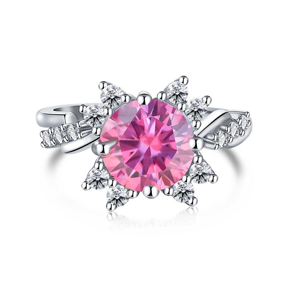 925 Sterling Silver Ring Moissanite 2 Karat Female Ring Shank