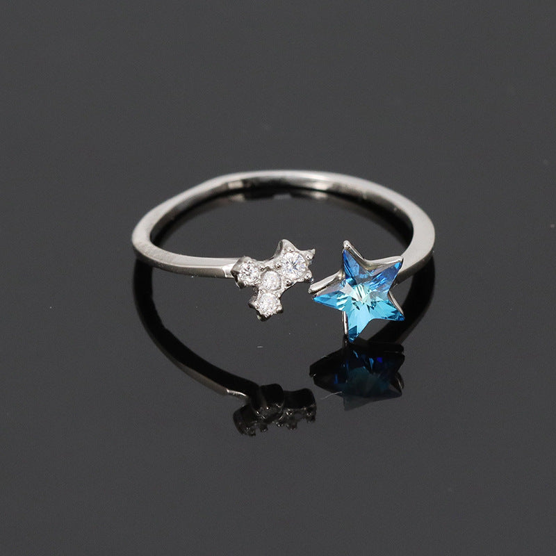 S925 Sparkling Blue Star Index Finger Ring