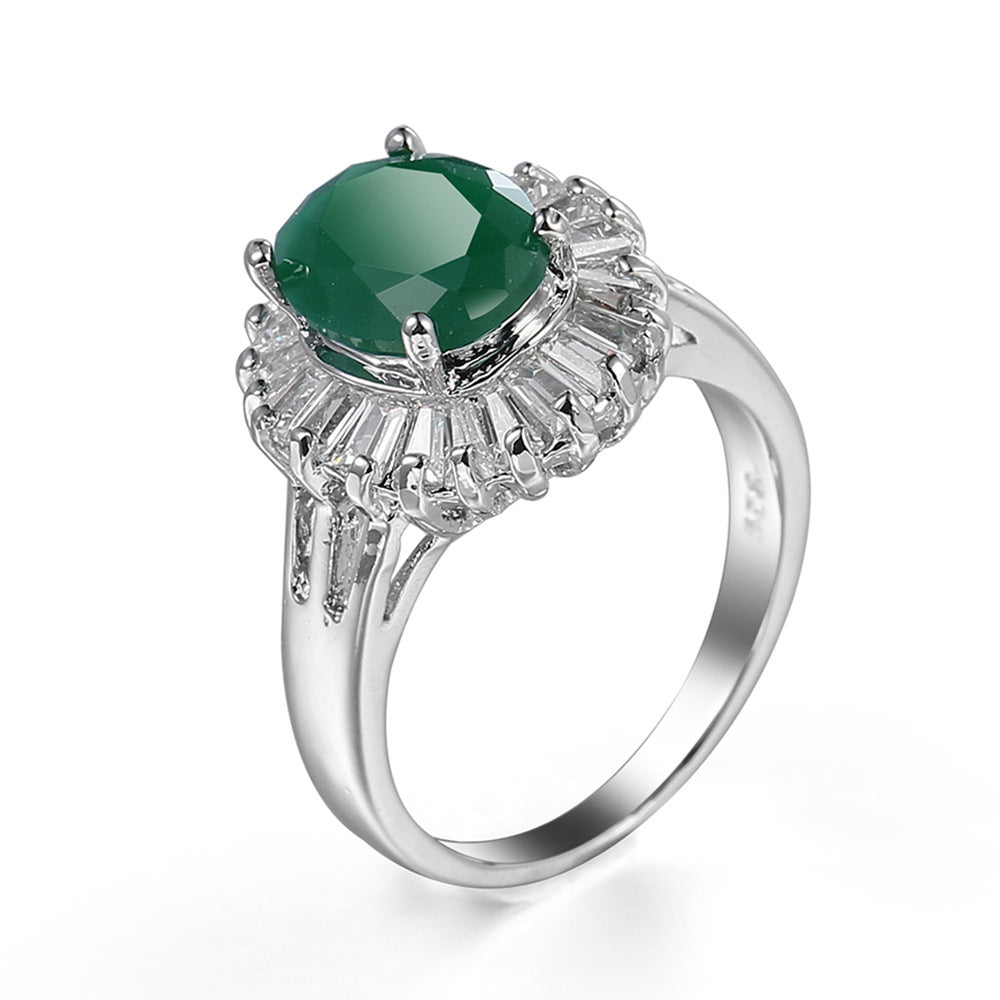 Temperament And Fully-jewelled Copper Inlaid Zircon Ring Women