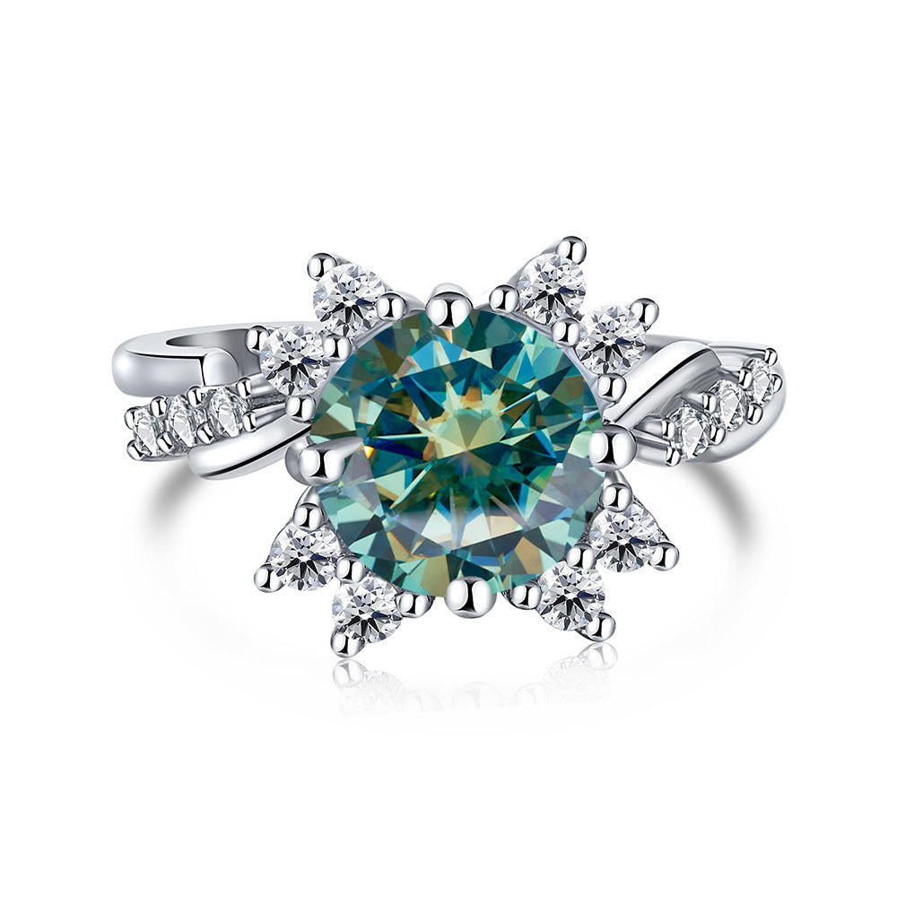 925 Sterling Silver Ring Moissanite 2 Karat Female Ring Shank