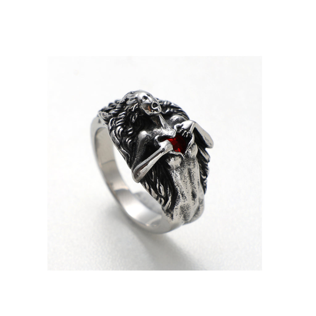 Mens Retro Goddess Titanium Steel Ring