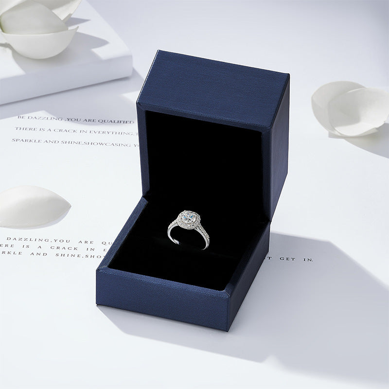 925 Sterling Silver 1-Carat Moissanite Cube Sugar Ring