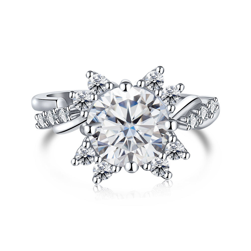 925 Sterling Silver Ring Moissanite 2 Karat Female Ring Shank