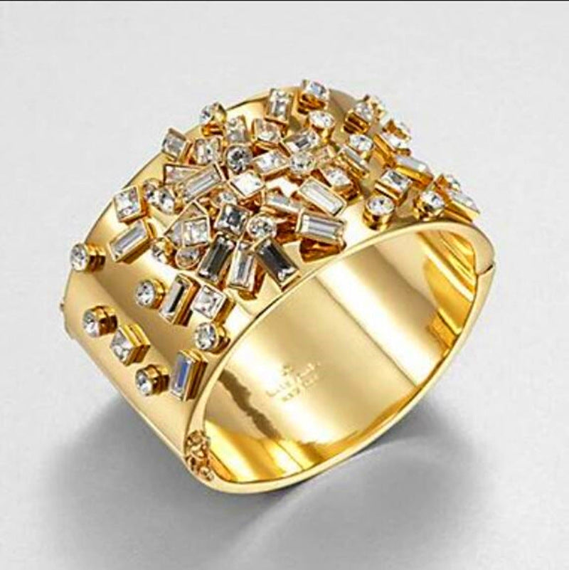 Light Luxury Mid-ancient Electroplated Zircon Full Diamond Ring