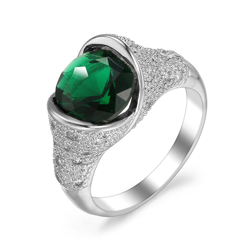 Temperament And Fully-jewelled Copper Inlaid Zircon Ring Women