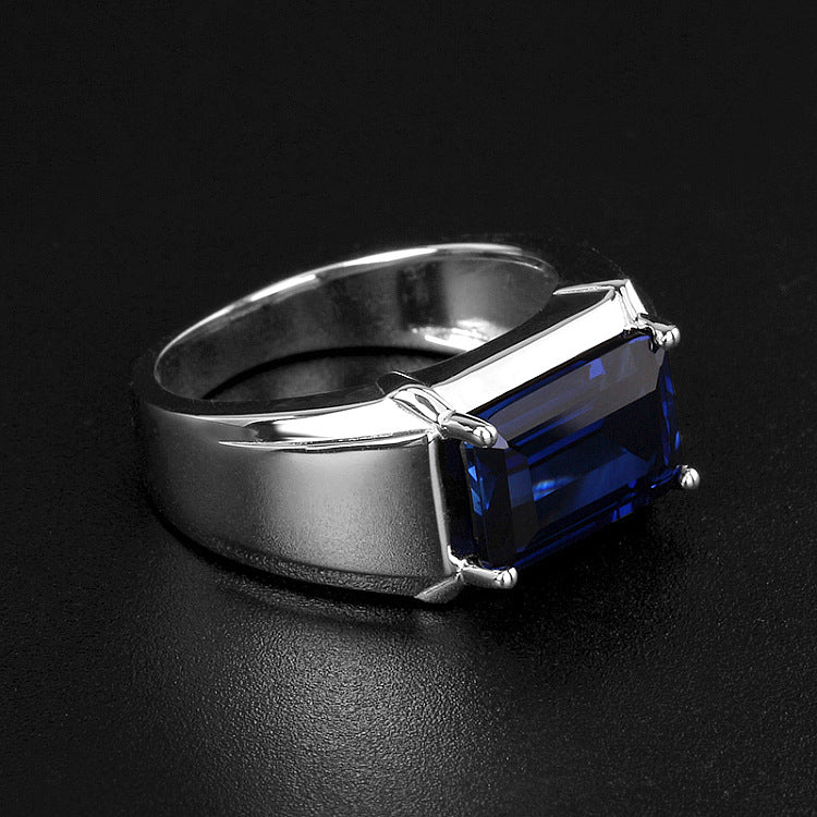 Fashionable Business Style Rectangular Emerald Open Ring