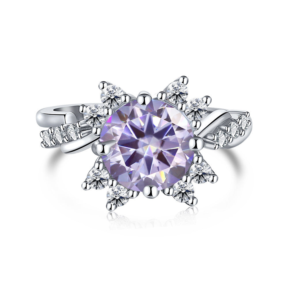 925 Sterling Silver Ring Moissanite 2 Karat Female Ring Shank