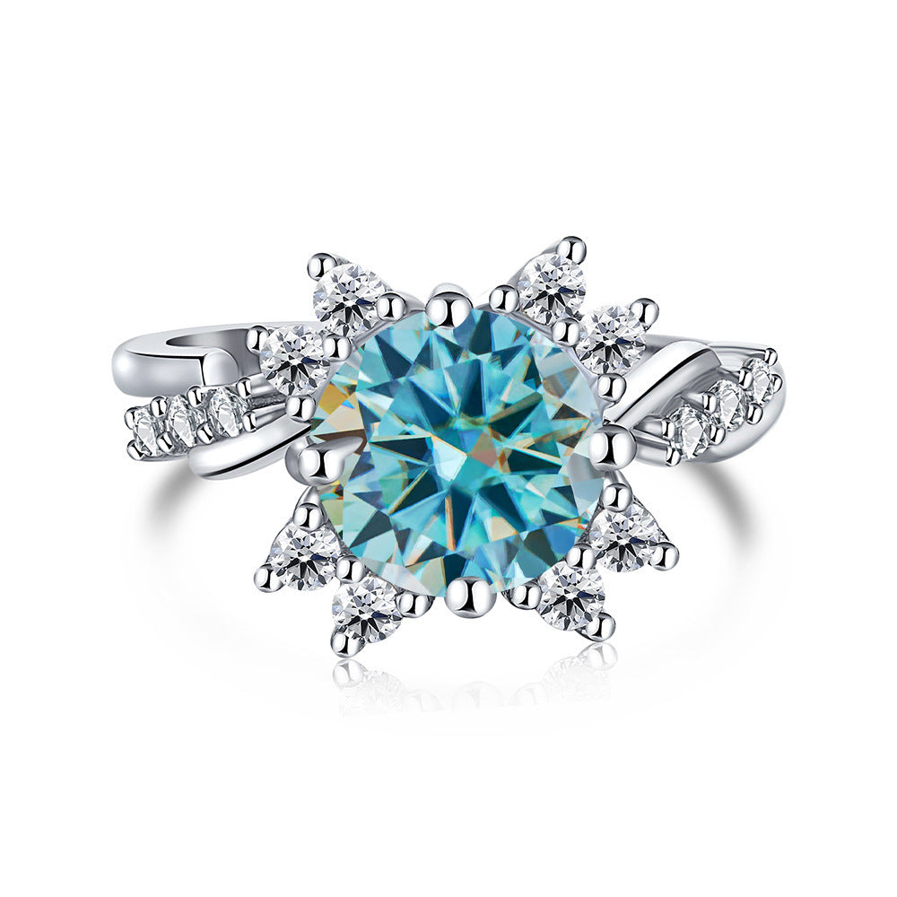 925 Sterling Silver Ring Moissanite 2 Karat Female Ring Shank