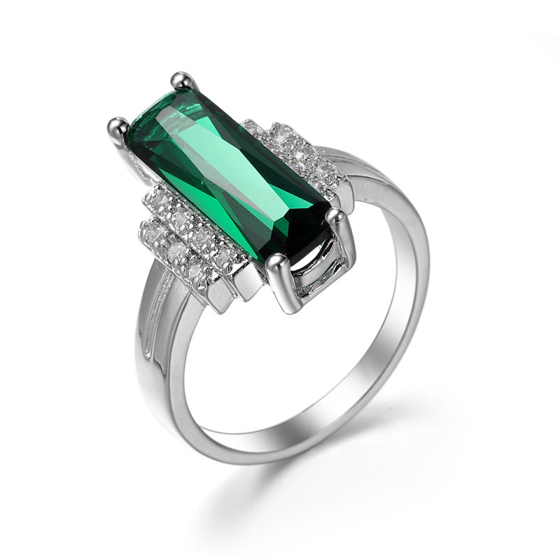 Temperament And Fully-jewelled Copper Inlaid Zircon Ring Women