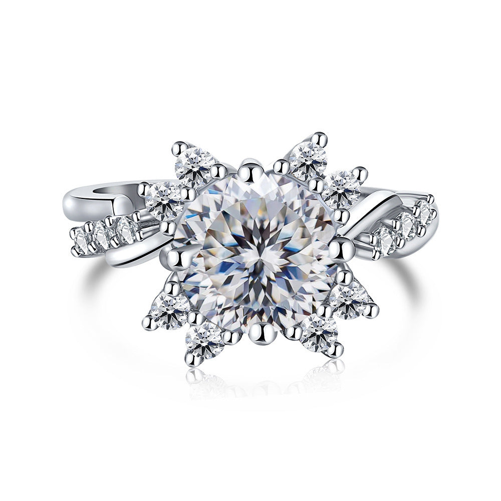 925 Sterling Silver Ring Moissanite 2 Karat Female Ring Shank