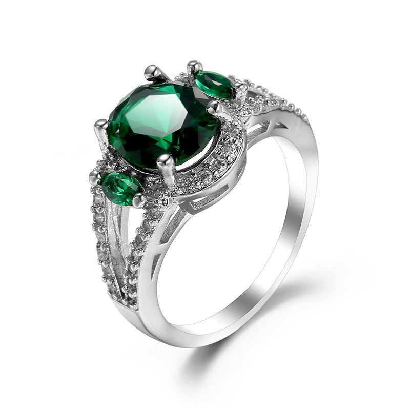 Temperament And Fully-jewelled Copper Inlaid Zircon Ring Women