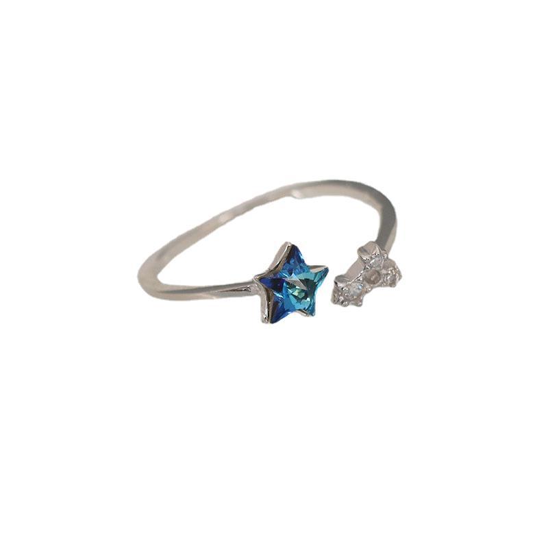 S925 Sparkling Blue Star Index Finger Ring