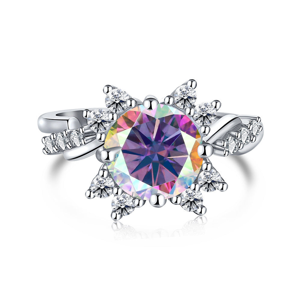 925 Sterling Silver Ring Moissanite 2 Karat Female Ring Shank