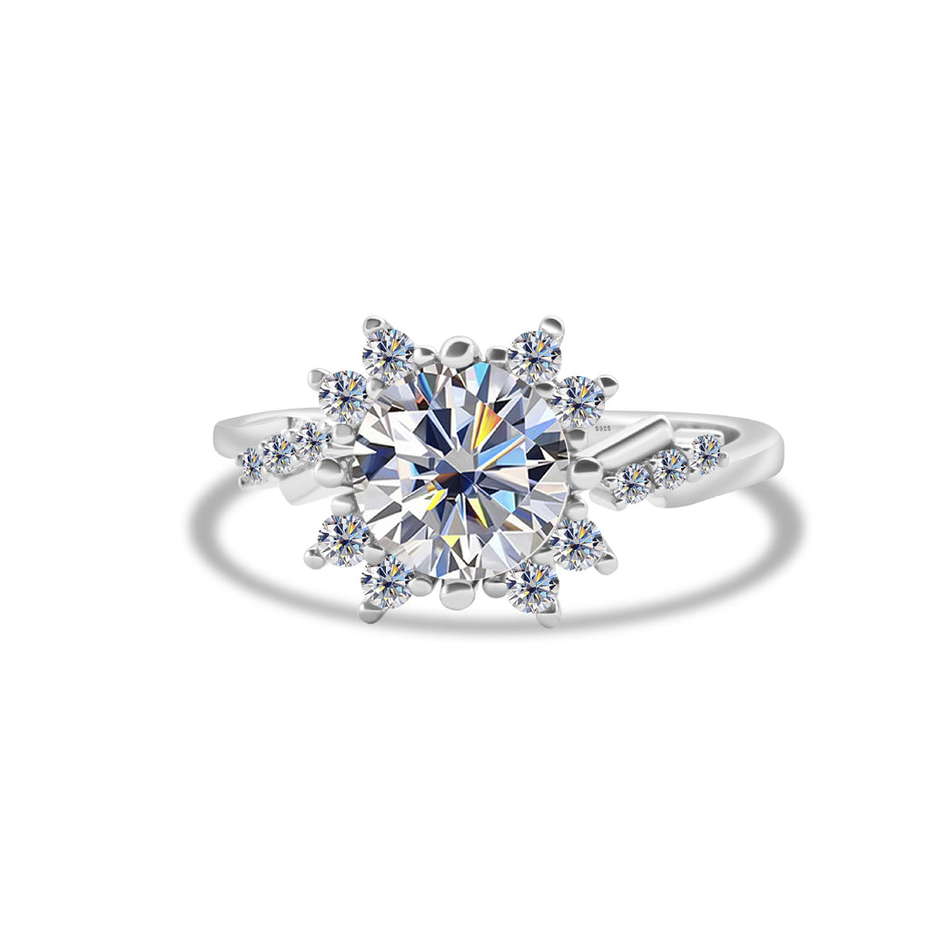 925 Sterling Silver Ring Moissanite 2 Karat Female Ring Shank