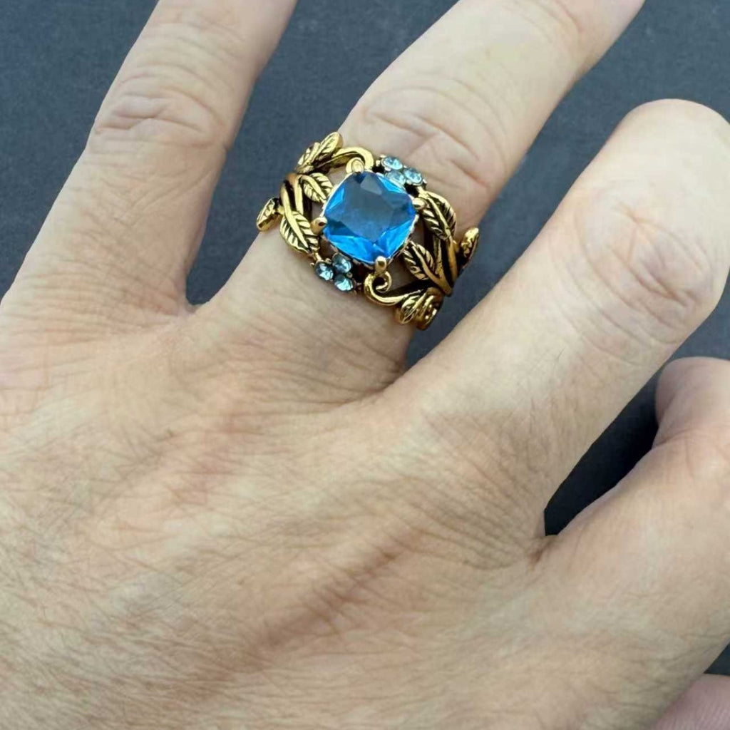 Retro Vine Branch And Floral Ring