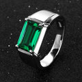 Fashionable Business Style Rectangular Emerald Open Ring