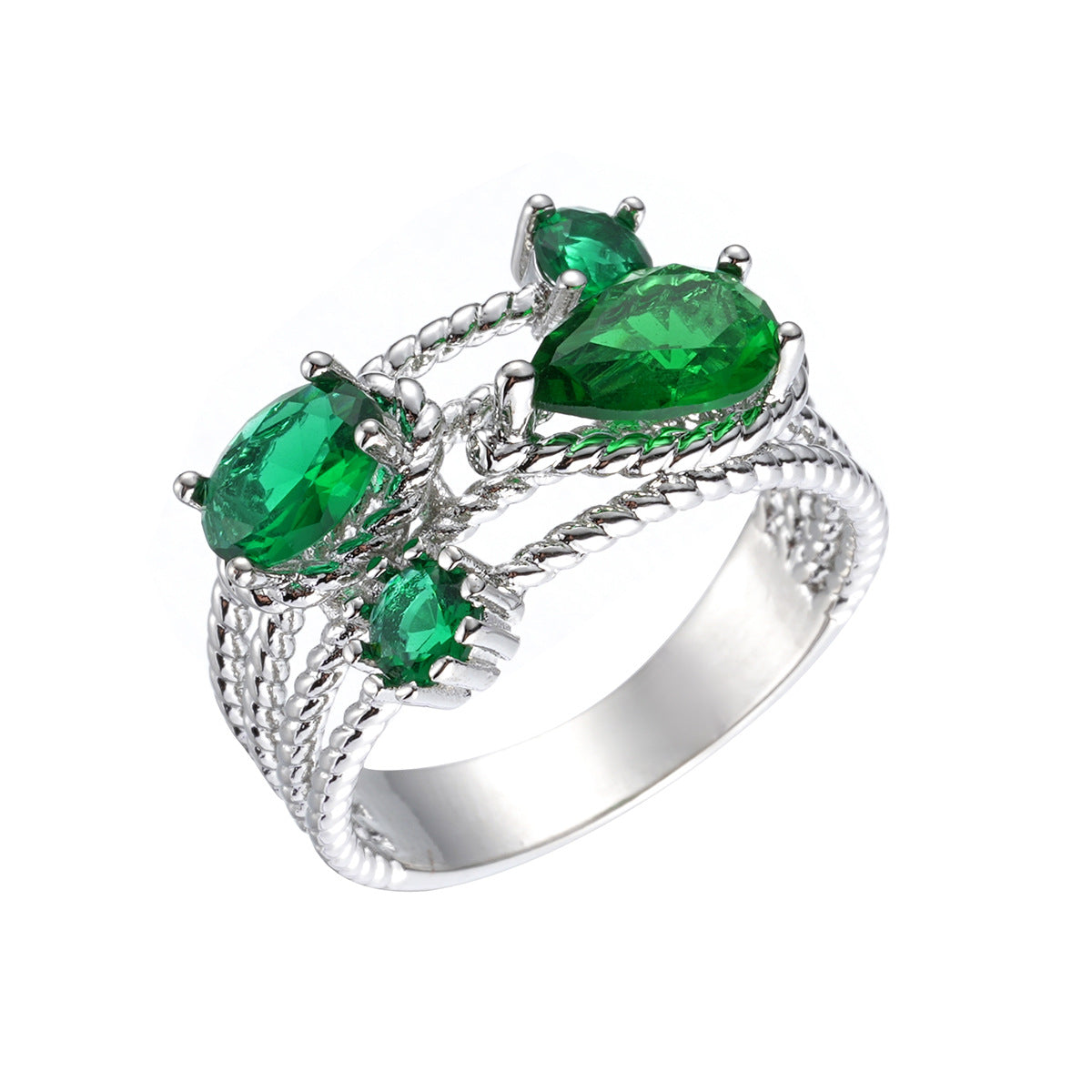 Temperament And Fully-jewelled Copper Inlaid Zircon Ring Women