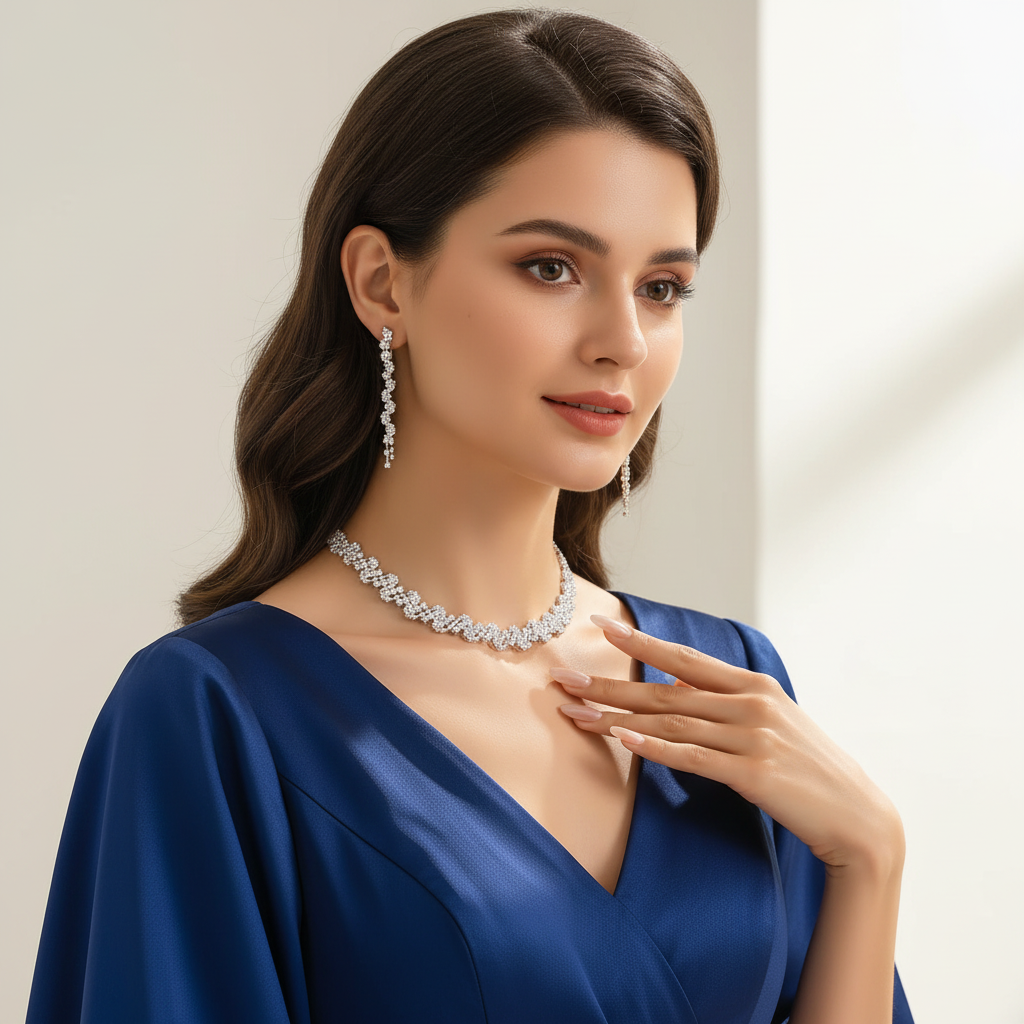 ✨ Ensemble de Bijoux – Chaîne de Mariage & Boucles d’Oreilles