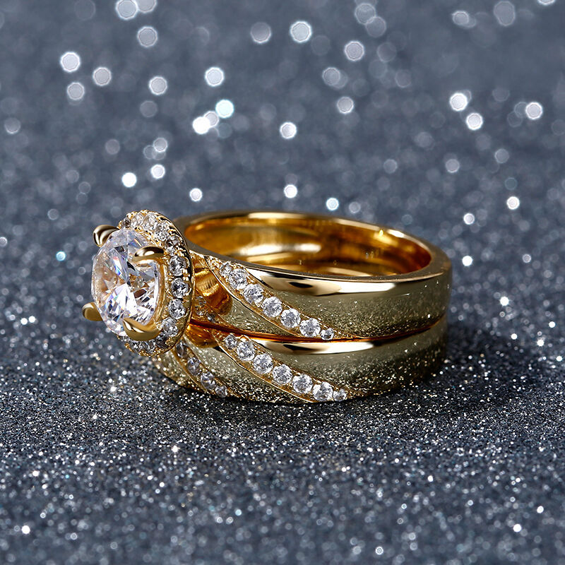 Micro Inlaid Zircon Couple Rings Women's Fashion Wedding Ring