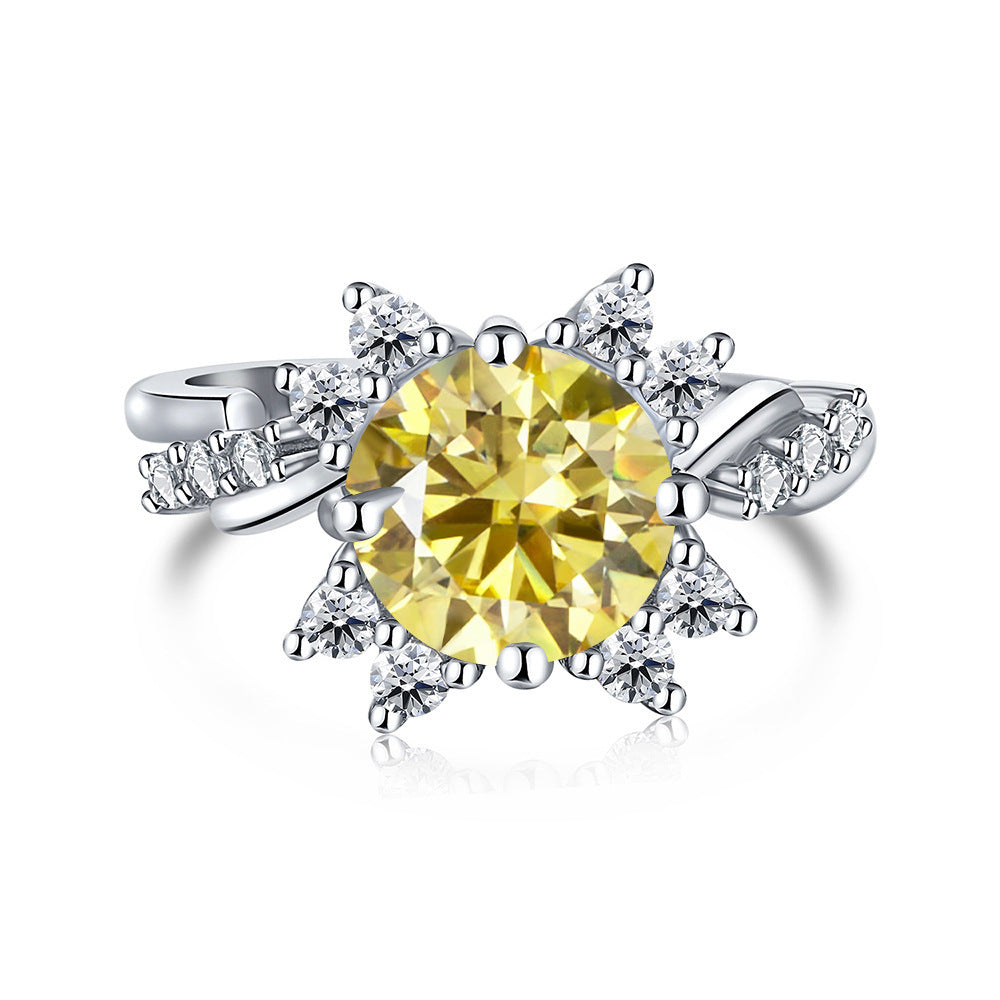 925 Sterling Silver Ring Moissanite 2 Karat Female Ring Shank