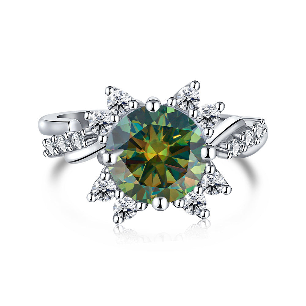 925 Sterling Silver Ring Moissanite 2 Karat Female Ring Shank