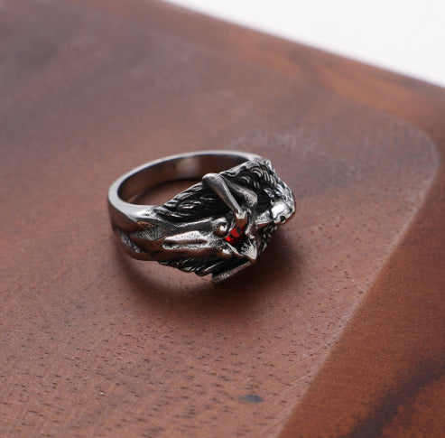 Mens Retro Goddess Titanium Steel Ring