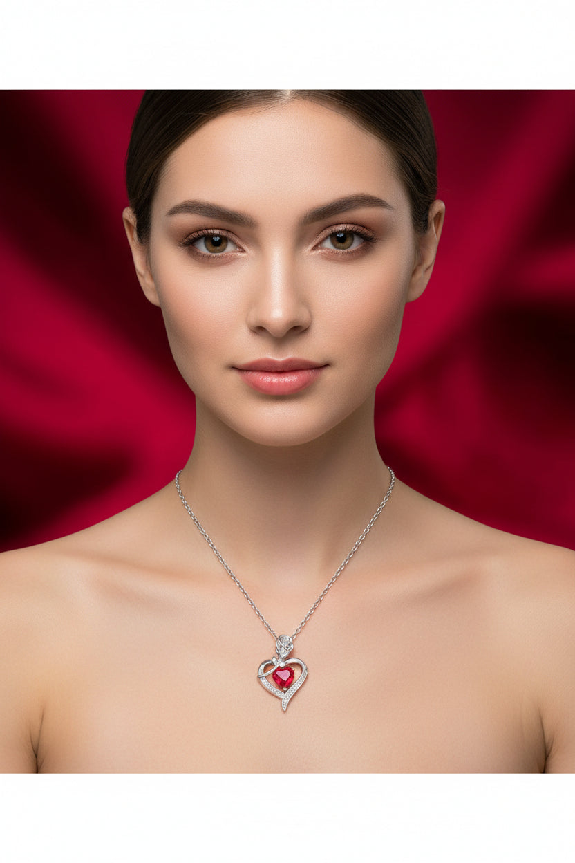 Collier cœur rouge & rose 🌹