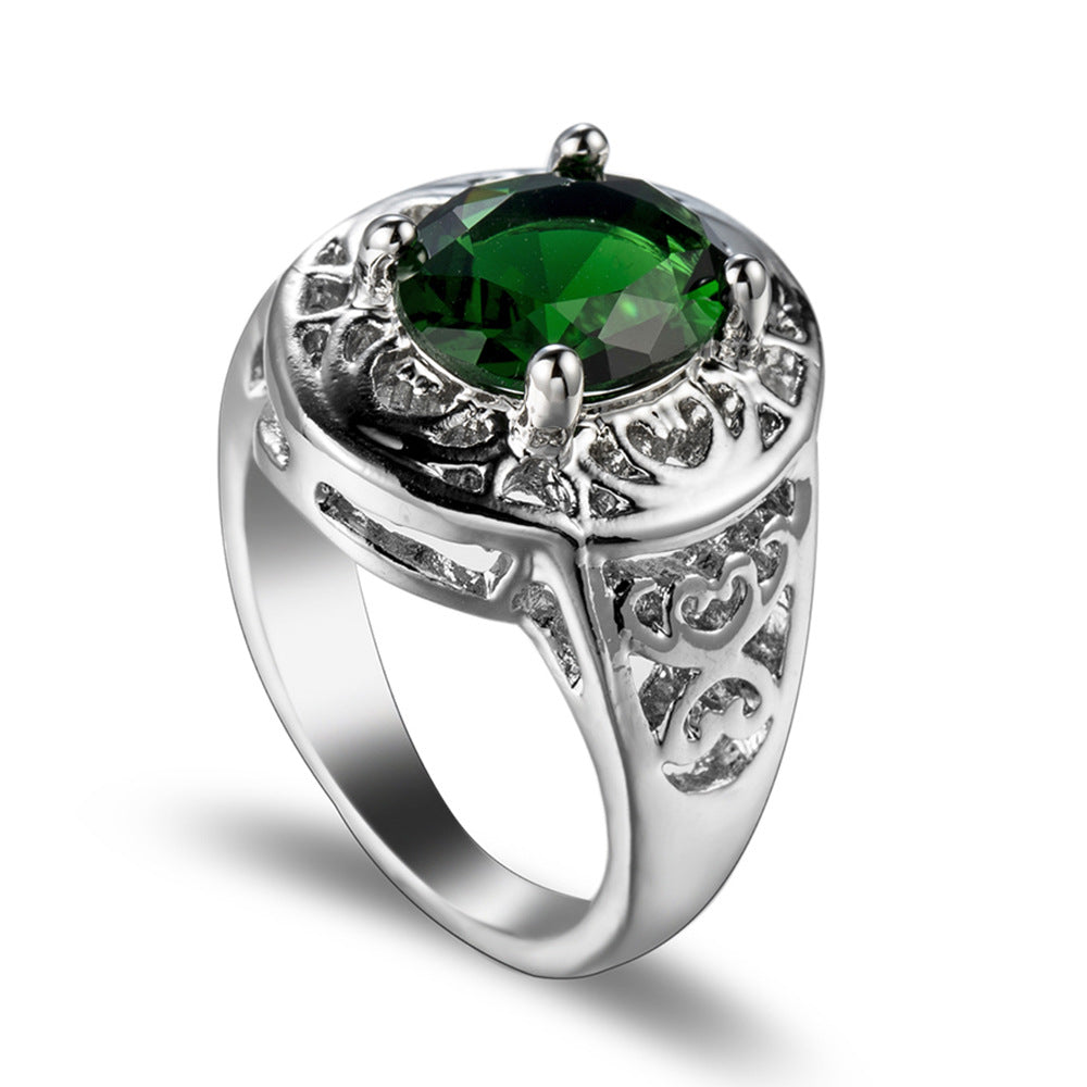 Temperament And Fully-jewelled Copper Inlaid Zircon Ring Women