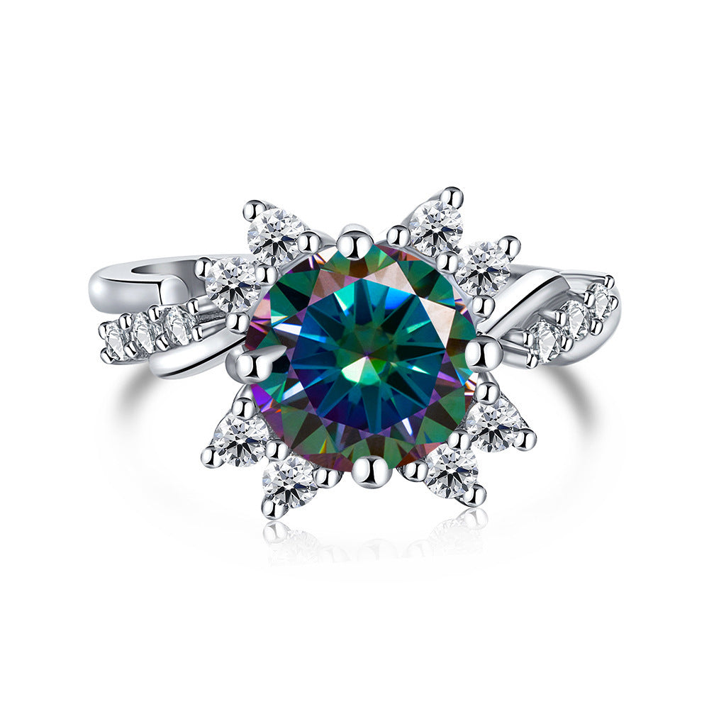 925 Sterling Silver Ring Moissanite 2 Karat Female Ring Shank