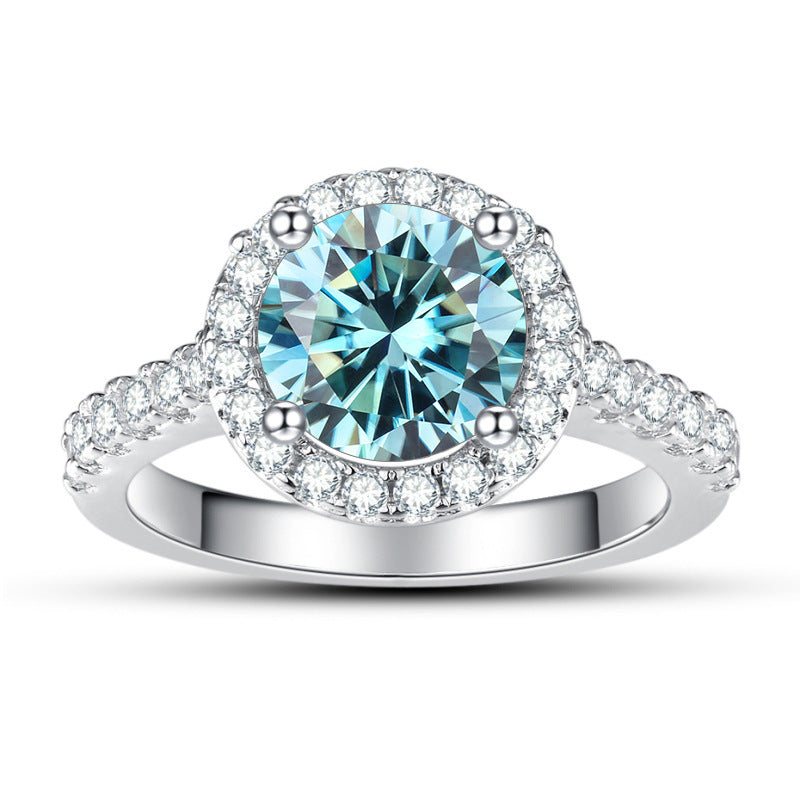 1 Karat Round Bag Color Moissanite Women's Ring