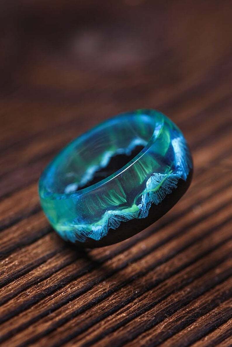 Resin And Wood Creative Ornament Dried Flower Epoxy Ring