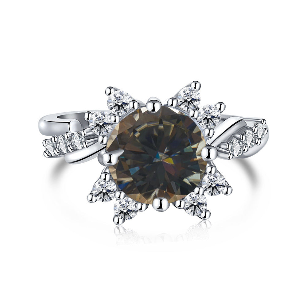 925 Sterling Silver Ring Moissanite 2 Karat Female Ring Shank