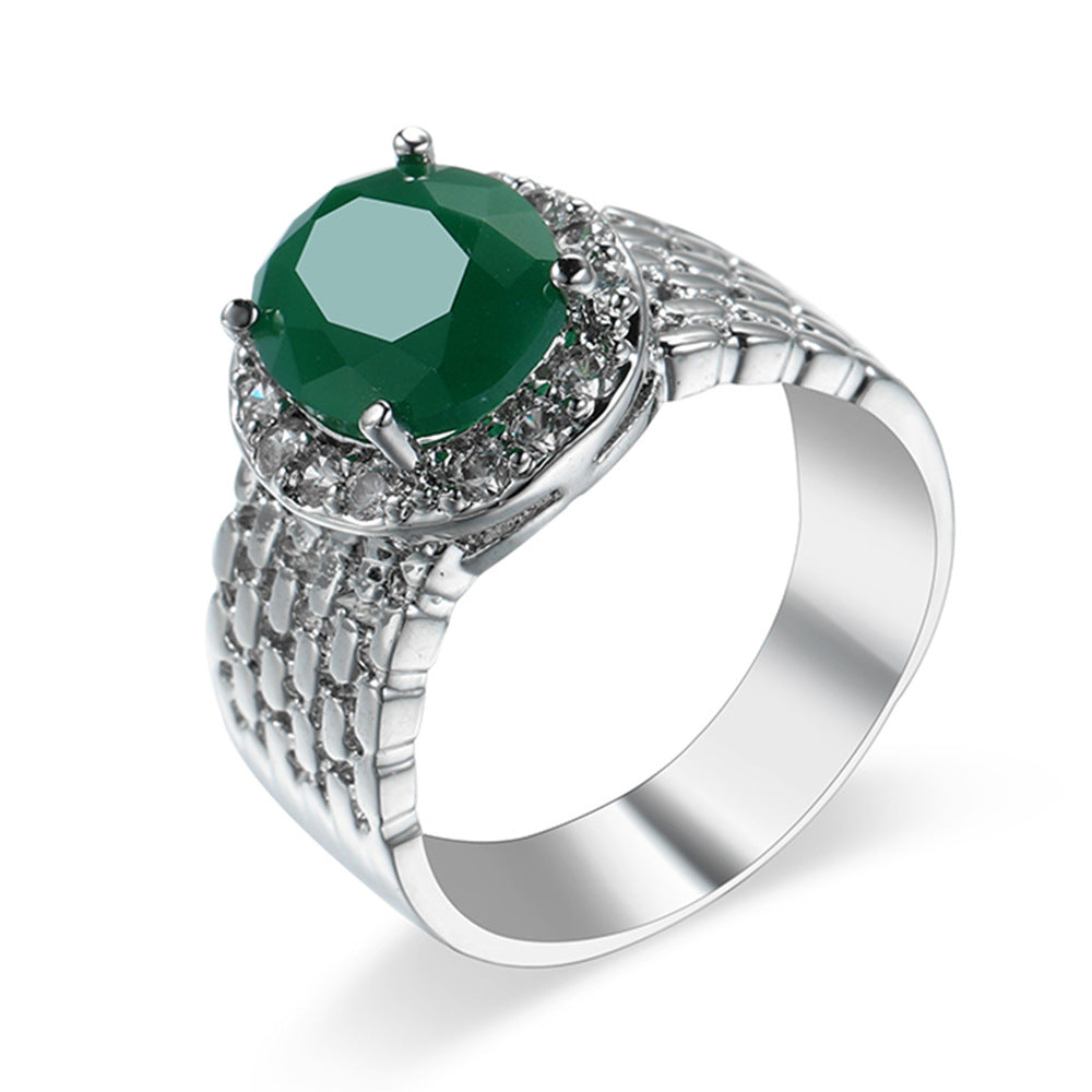 Temperament And Fully-jewelled Copper Inlaid Zircon Ring Women