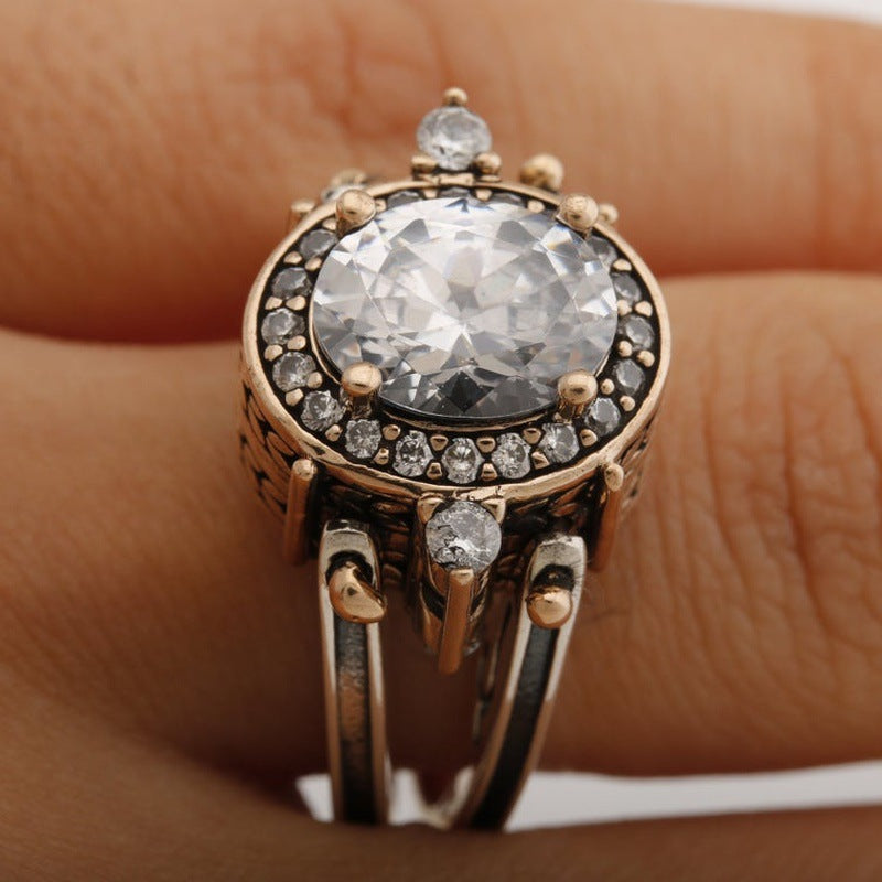 925 Silver Bi-color Ring Exquisite Fashion