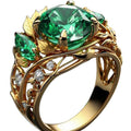 Elegant Emerald And Diamond Ring For Women With A Creative Floral Design