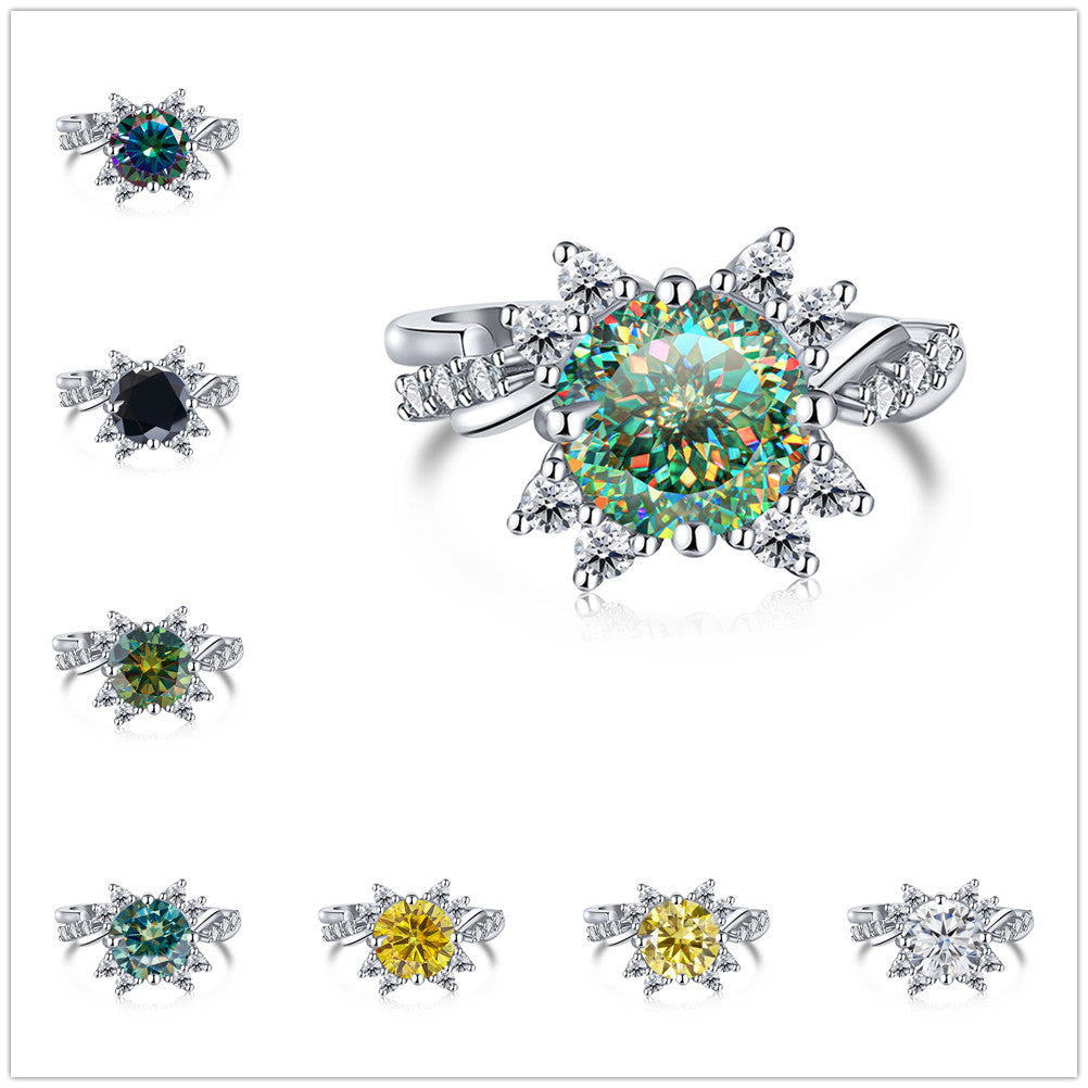 925 Sterling Silver Ring Moissanite 2 Karat Female Ring Shank