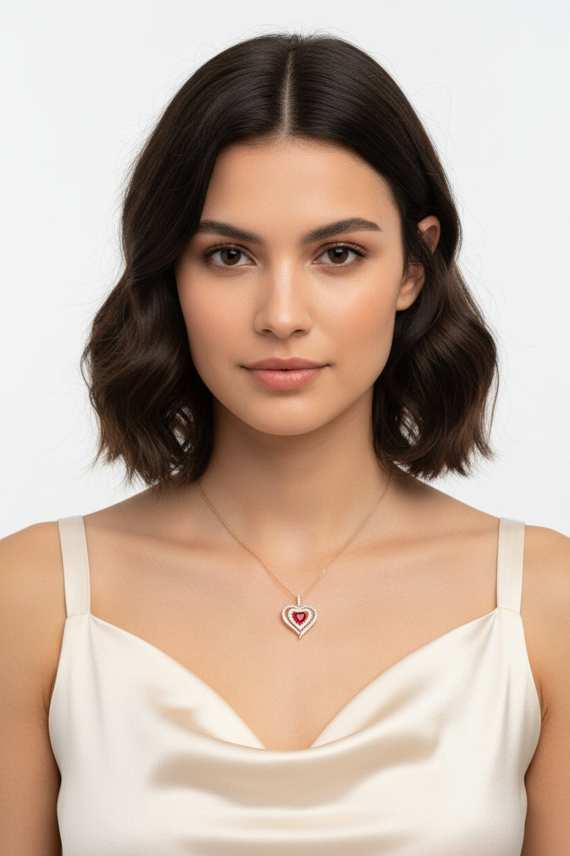 Colliers de luxe avec pendentif en Zircon rouge