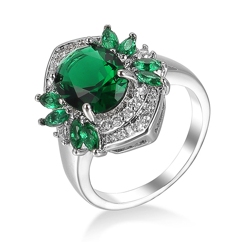 Temperament And Fully-jewelled Copper Inlaid Zircon Ring Women