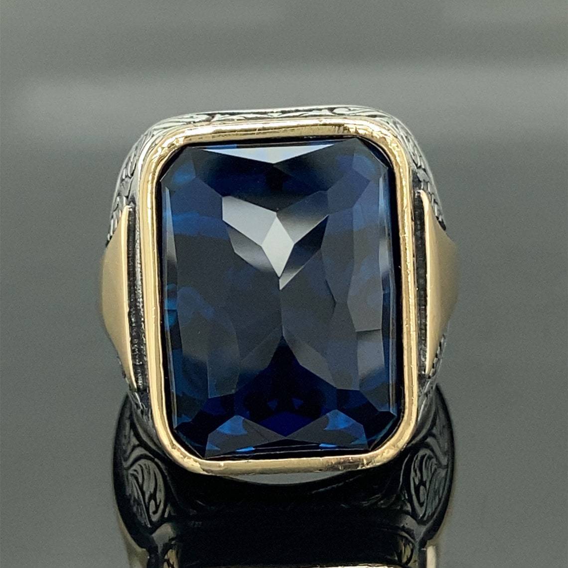 European And American-style Trendy Vintage-pattern Black-zircon Ring