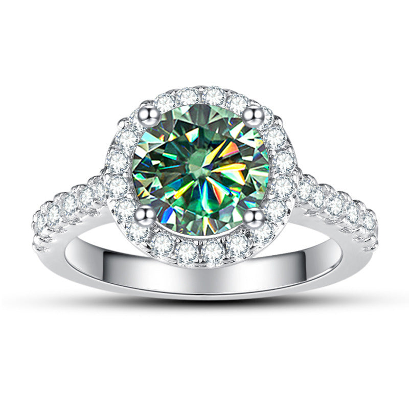 1 Karat Round Bag Color Moissanite Women's Ring