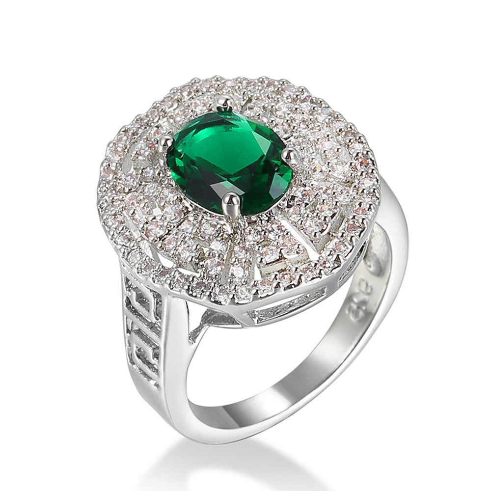 Temperament And Fully-jewelled Copper Inlaid Zircon Ring Women