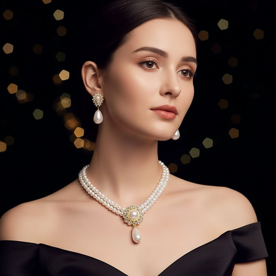 Parure classique vintage au style palais, sublimée de perles – Élégance intemporelle
